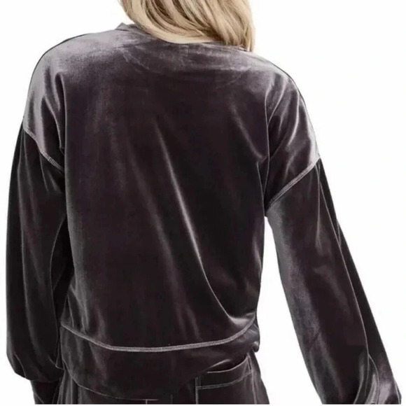 Madewell Dark Grey Metal Velvet Balloon Sleeve Sweatshirt Size Medium M - Picture 5 of 6